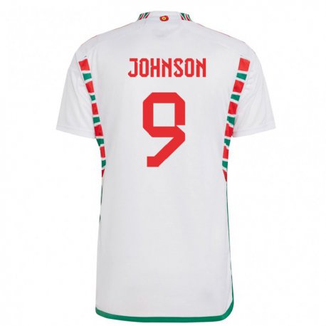 Kandiny Naisten Walesin Brennan Johnson #9 Valkoinen Vieraspaita 22-24 Lyhythihainen Paita T-paita