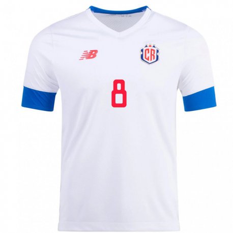 Kandiny Naisten Costa Rican Bryan Oviedo #8 Valkoinen Vieraspaita 22-24 Lyhythihainen Paita T-paita