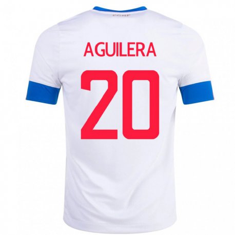 Kandiny Naisten Costa Rican Brandon Aguilera #20 Valkoinen Vieraspaita 22-24 Lyhythihainen Paita T-paita