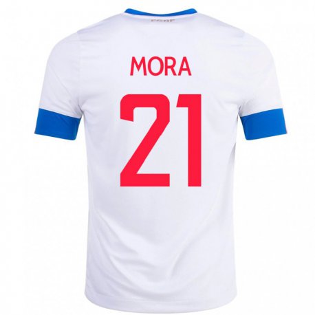 Kandiny Naisten Costa Rican Carlos Mora #21 Valkoinen Vieraspaita 22-24 Lyhythihainen Paita T-paita