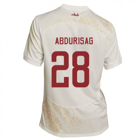 Kandiny Naisten Qatarin Yusuf Abdurisag #28 Kultainen Beige Vieraspaita 22-24 Lyhythihainen Paita T-paita
