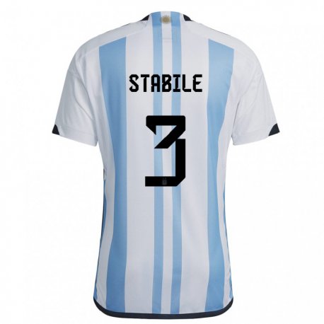 Kandiny Lapset Argentiinan Eliana Stabile #3 Valkoinen Taivas Sininen Kotipaita 22-24 Lyhythihainen Paita T-paita