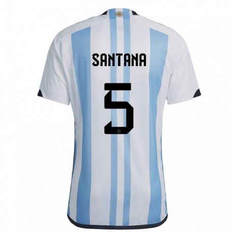 Kandiny Lapset Argentiinan Vanesa Santana #5 Valkoinen Taivas Sininen Kotipaita 22-24 Lyhythihainen Paita T-paita
