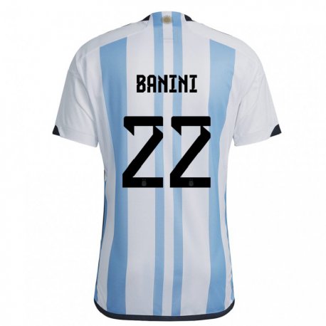 Kandiny Lapset Argentiinan Estefania Banini #22 Valkoinen Taivas Sininen Kotipaita 22-24 Lyhythihainen Paita T-paita