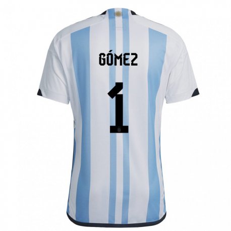 Kandiny Lapset Argentiinan Francisco Gomez #1 Valkoinen Taivas Sininen Kotipaita 22-24 Lyhythihainen Paita T-paita