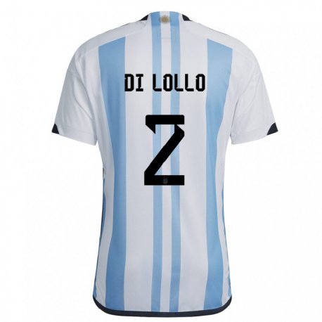 Kandiny Lapset Argentiinan Lautaro Di Lollo #2 Valkoinen Taivas Sininen Kotipaita 22-24 Lyhythihainen Paita T-paita