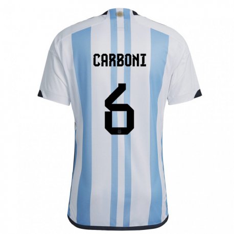 Kandiny Lapset Argentiinan Franco Carboni #6 Valkoinen Taivas Sininen Kotipaita 22-24 Lyhythihainen Paita T-paita