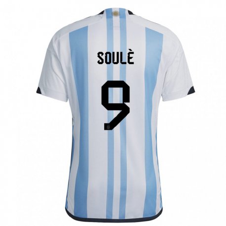 Kandiny Lapset Argentiinan Matias Soule #9 Valkoinen Taivas Sininen Kotipaita 22-24 Lyhythihainen Paita T-paita