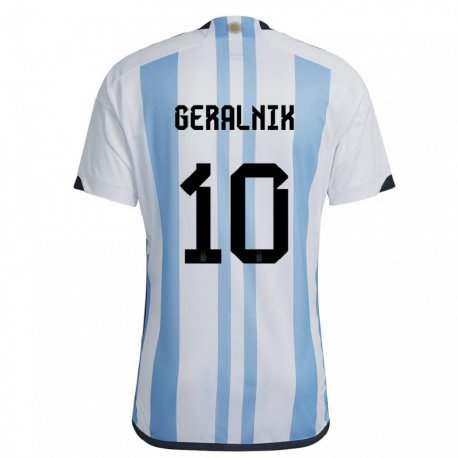 Kandiny Lapset Argentiinan Tiago Geralnik #10 Valkoinen Taivas Sininen Kotipaita 22-24 Lyhythihainen Paita T-paita