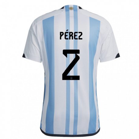 Kandiny Lapset Argentiinan Nehuen Perez #2 Valkoinen Taivas Sininen Kotipaita 22-24 Lyhythihainen Paita T-paita