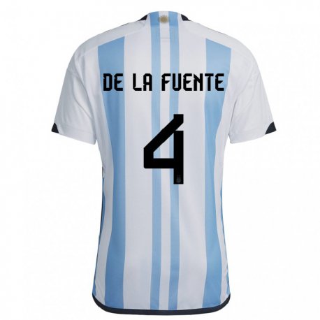 Kandiny Lapset Argentiinan Hernan De La Fuente #4 Valkoinen Taivas Sininen Kotipaita 22-24 Lyhythihainen Paita T-paita