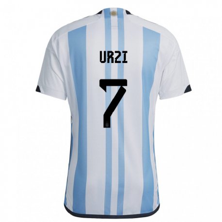 Kandiny Lapset Argentiinan Agustin Urzi #7 Valkoinen Taivas Sininen Kotipaita 22-24 Lyhythihainen Paita T-paita