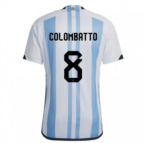 Kandiny Lapset Argentiinan Santiago Colombatto #8 Valkoinen Taivas Sininen Kotipaita 22-24 Lyhythihainen Paita T-paita