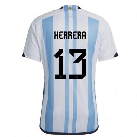 Kandiny Lapset Argentiinan Marcelo Herrera #13 Valkoinen Taivas Sininen Kotipaita 22-24 Lyhythihainen Paita T-paita