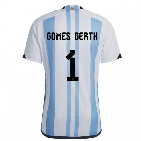 Kandiny Lapset Argentiinan Federico Gomes Gerth #1 Valkoinen Taivas Sininen Kotipaita 22-24 Lyhythihainen Paita T-paita