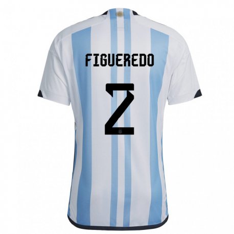 Kandiny Lapset Argentiinan Leandro Figueredo #2 Valkoinen Taivas Sininen Kotipaita 22-24 Lyhythihainen Paita T-paita