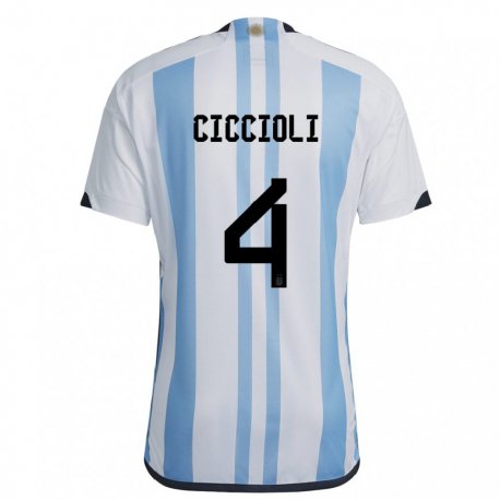Kandiny Lapset Argentiinan Ulises Ciccioli #4 Valkoinen Taivas Sininen Kotipaita 22-24 Lyhythihainen Paita T-paita