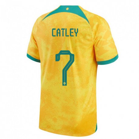 Kandiny Lapset Australian Stephanie Catley #7 Kultainen Kotipaita 22-24 Lyhythihainen Paita T-paita