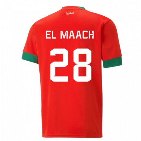 Kandiny Lapset Marokon Fouad El Maach #28 Punainen Kotipaita 22-24 Lyhythihainen Paita T-paita