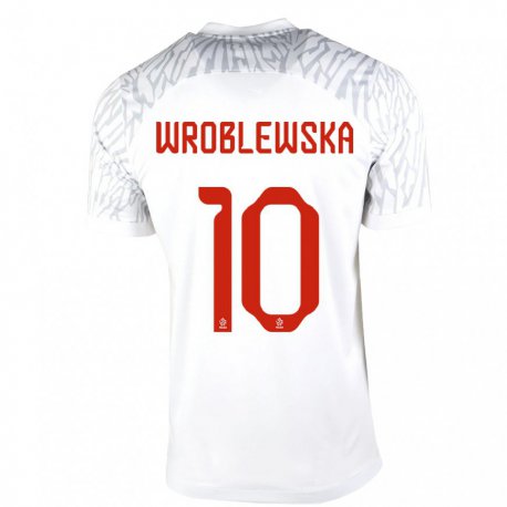 Kandiny Lapset Puolan Joanna Wroblewska #10 Valkoinen Kotipaita 22-24 Lyhythihainen Paita T-paita