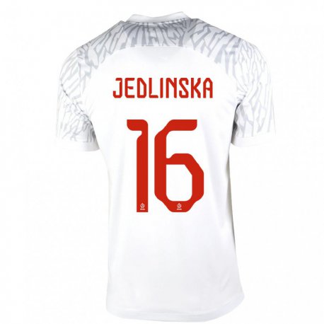Kandiny Lapset Puolan Klaudia Jedlinska #16 Valkoinen Kotipaita 22-24 Lyhythihainen Paita T-paita