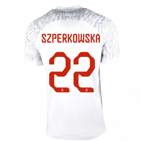 Kandiny Lapset Puolan Oliwia Szperkowska #22 Valkoinen Kotipaita 22-24 Lyhythihainen Paita T-paita