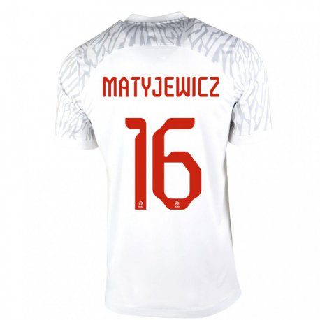 Kandiny Lapset Puolan Wiktor Matyjewicz #16 Valkoinen Kotipaita 22-24 Lyhythihainen Paita T-paita
