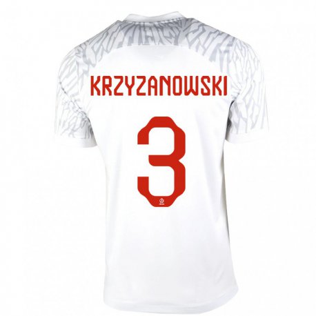 Kandiny Lapset Puolan Jakub Krzyzanowski #3 Valkoinen Kotipaita 22-24 Lyhythihainen Paita T-paita