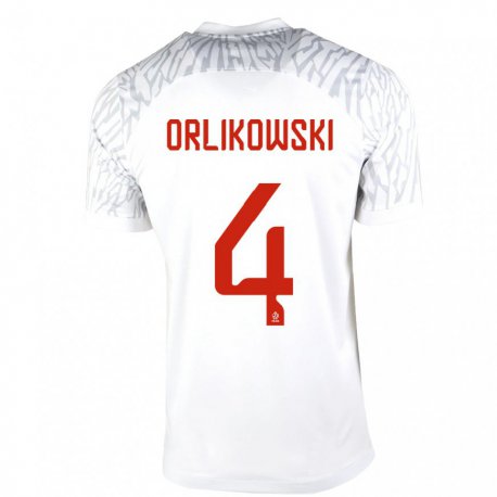 Kandiny Lapset Puolan Igor Orlikowski #4 Valkoinen Kotipaita 22-24 Lyhythihainen Paita T-paita