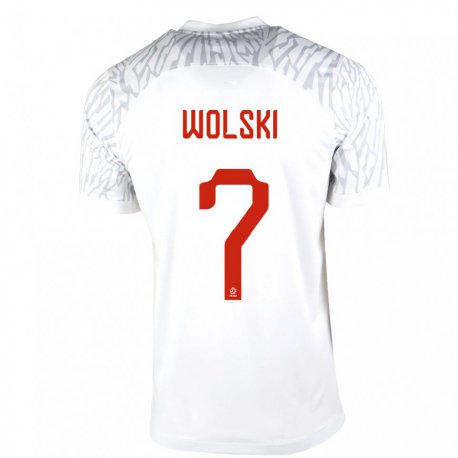 Kandiny Lapset Puolan Filip Wolski #7 Valkoinen Kotipaita 22-24 Lyhythihainen Paita T-paita