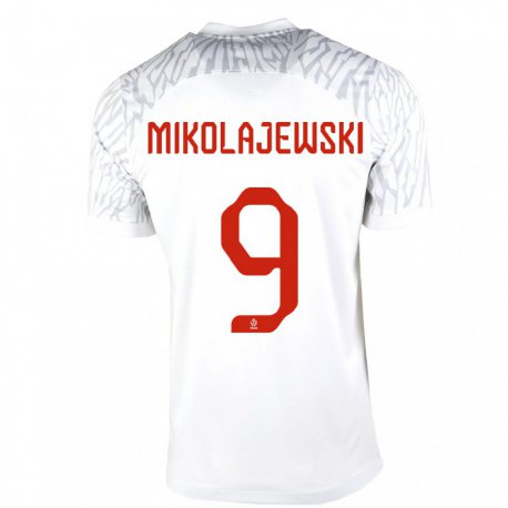Kandiny Lapset Puolan Daniel Mikolajewski #9 Valkoinen Kotipaita 22-24 Lyhythihainen Paita T-paita