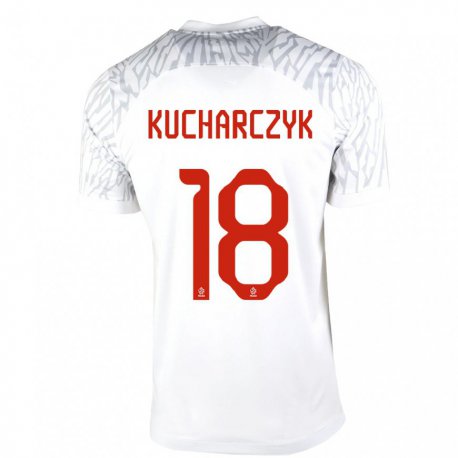 Kandiny Lapset Puolan Filip Kucharczyk #18 Valkoinen Kotipaita 22-24 Lyhythihainen Paita T-paita