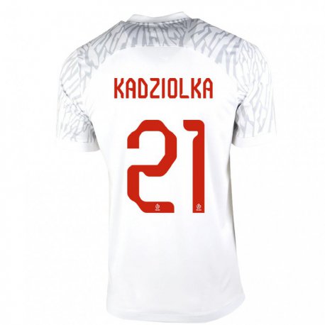 Kandiny Lapset Puolan Szymon Kadziolka #21 Valkoinen Kotipaita 22-24 Lyhythihainen Paita T-paita