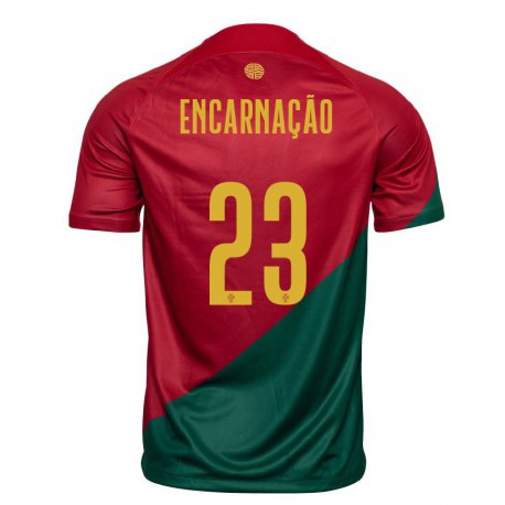 Kandiny Lapset Portugalin Telma Encarnacao #23 Puna-vihreä Kotipaita 22-24 Lyhythihainen Paita T-paita
