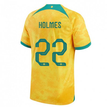 Kandiny Lapset Australian Jordan Holmes #22 Kultainen Kotipaita 22-24 Lyhythihainen Paita T-paita