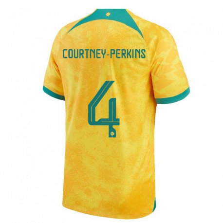 Kandiny Lapset Australian Jordan Courtney Perkins #4 Kultainen Kotipaita 22-24 Lyhythihainen Paita T-paita