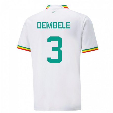 Kandiny Lapset Senegalin Anta Dembele #3 Valkoinen Kotipaita 22-24 Lyhythihainen Paita T-paita