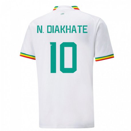 Kandiny Lapset Senegalin Ndeye Awa Diakhate #10 Valkoinen Kotipaita 22-24 Lyhythihainen Paita T-paita