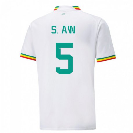 Kandiny Lapset Senegalin Souleymane Aw #5 Valkoinen Kotipaita 22-24 Lyhythihainen Paita T-paita