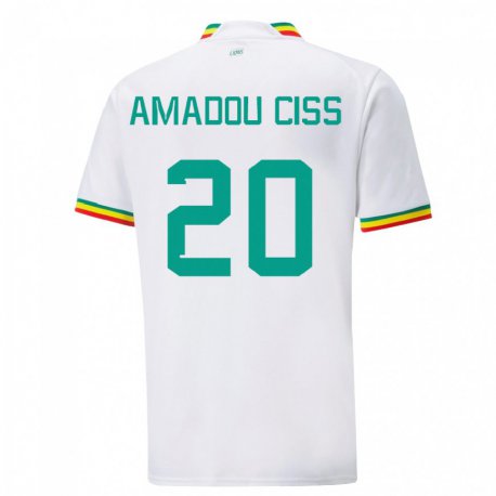 Kandiny Lapset Senegalin Amadou Ciss #20 Valkoinen Kotipaita 22-24 Lyhythihainen Paita T-paita
