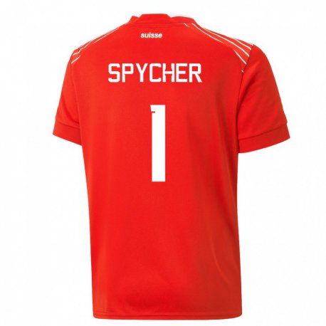 Kandiny Lapset Sveitsin Tim Spycher #1 Punainen Kotipaita 22-24 Lyhythihainen Paita T-paita