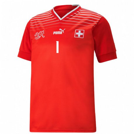 Kandiny Lapset Sveitsin Tim Spycher #1 Punainen Kotipaita 22-24 Lyhythihainen Paita T-paita