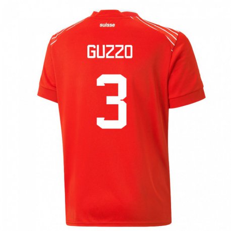 Kandiny Lapset Sveitsin Ramon Guzzo #3 Punainen Kotipaita 22-24 Lyhythihainen Paita T-paita