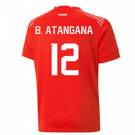 Kandiny Lapset Sveitsin Brian Ernest Atangana #12 Punainen Kotipaita 22-24 Lyhythihainen Paita T-paita