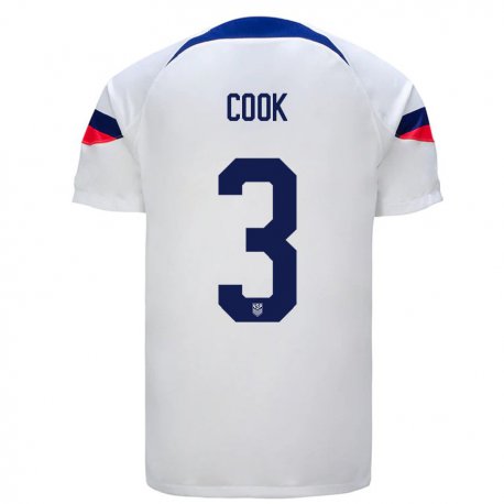 Kandiny Lapset Yhdysvaltain Alana Cook #3 Valkoinen Kotipaita 22-24 Lyhythihainen Paita T-paita