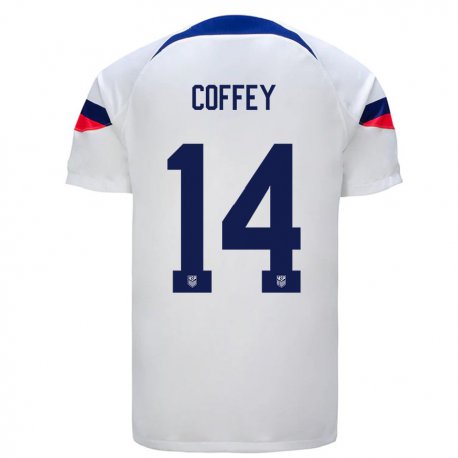 Kandiny Lapset Yhdysvaltain Sam Coffey #14 Valkoinen Kotipaita 22-24 Lyhythihainen Paita T-paita