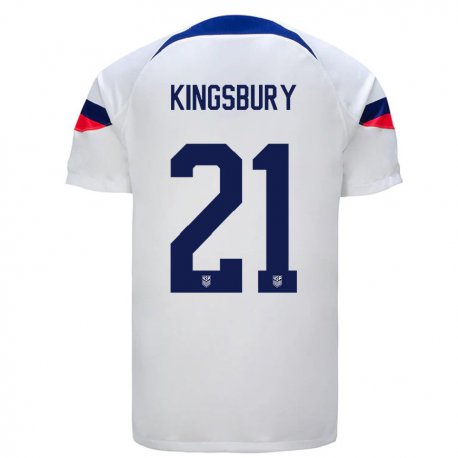 Kandiny Lapset Yhdysvaltain Aubrey Kingsbury #21 Valkoinen Kotipaita 22-24 Lyhythihainen Paita T-paita