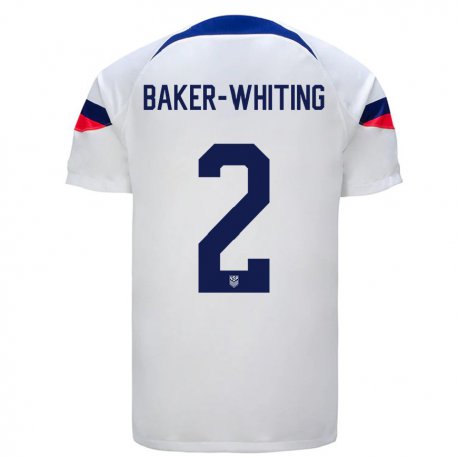 Kandiny Lapset Yhdysvaltain Reed Baker Whiting #2 Valkoinen Kotipaita 22-24 Lyhythihainen Paita T-paita