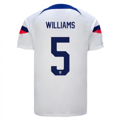 Kandiny Lapset Yhdysvaltain Thomas Williams #5 Valkoinen Kotipaita 22-24 Lyhythihainen Paita T-paita