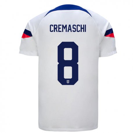 Kandiny Lapset Yhdysvaltain Benjamin Cremaschi #8 Valkoinen Kotipaita 22-24 Lyhythihainen Paita T-paita